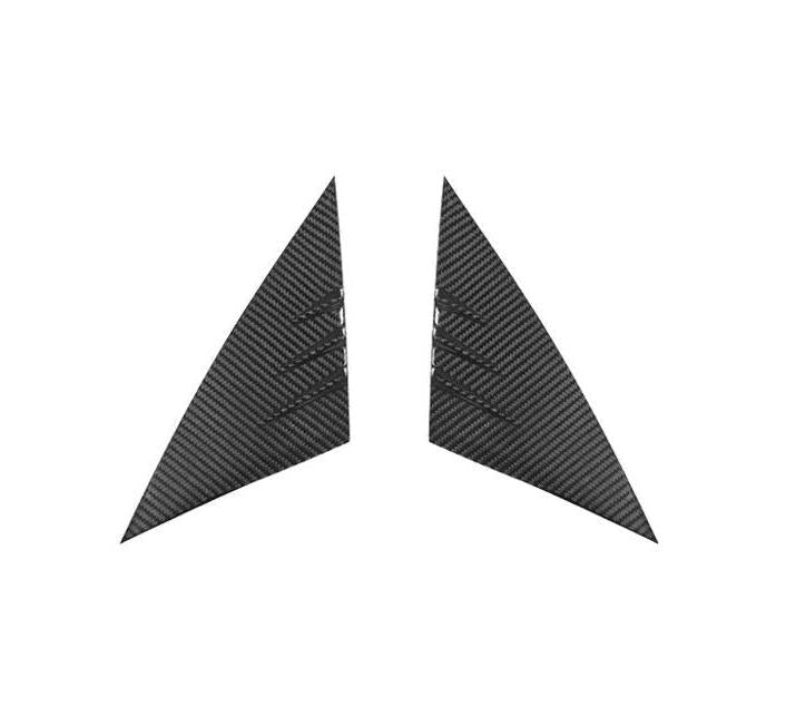 Real Dry Carbon Fiber A-Pillar Accent Overlays for Tesla Model 3 / Y Glossy 【Style 2】