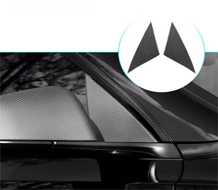 Real Dry Carbon Fiber A-Pillar Accent Overlays for Tesla Model 3 / Y