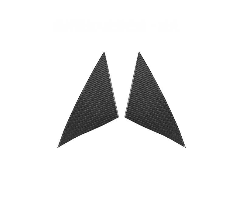 Real Dry Carbon Fiber A-Pillar Accent Overlays for Tesla Model 3 / Y Model Y 2021-ON Matte 【Style 1】