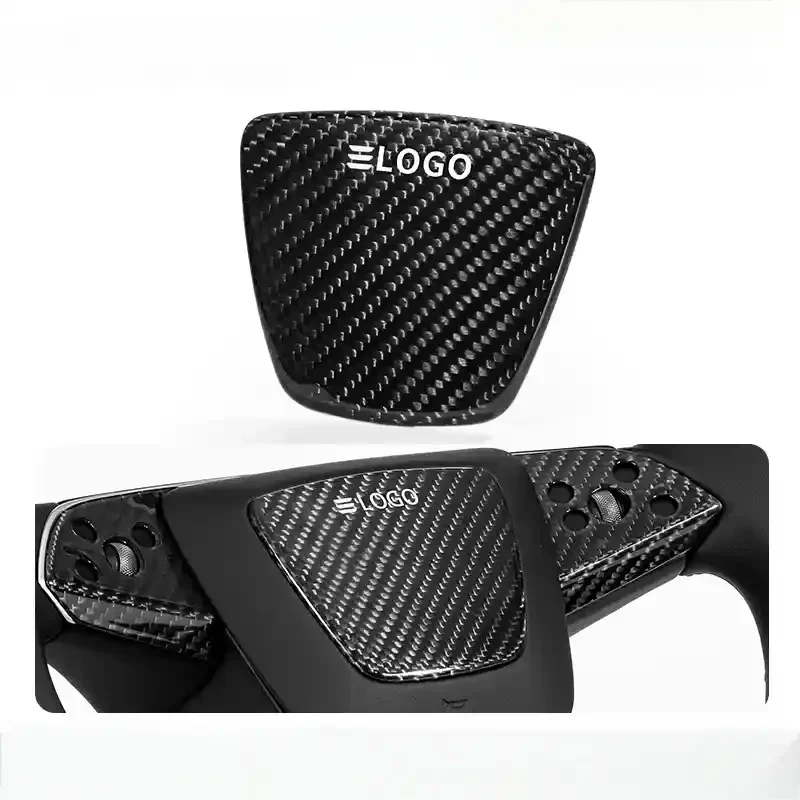 Real Dry Carbon Fiber Airbag Trim Cover for Model Y Juniper & Model 3 Highland Glossy