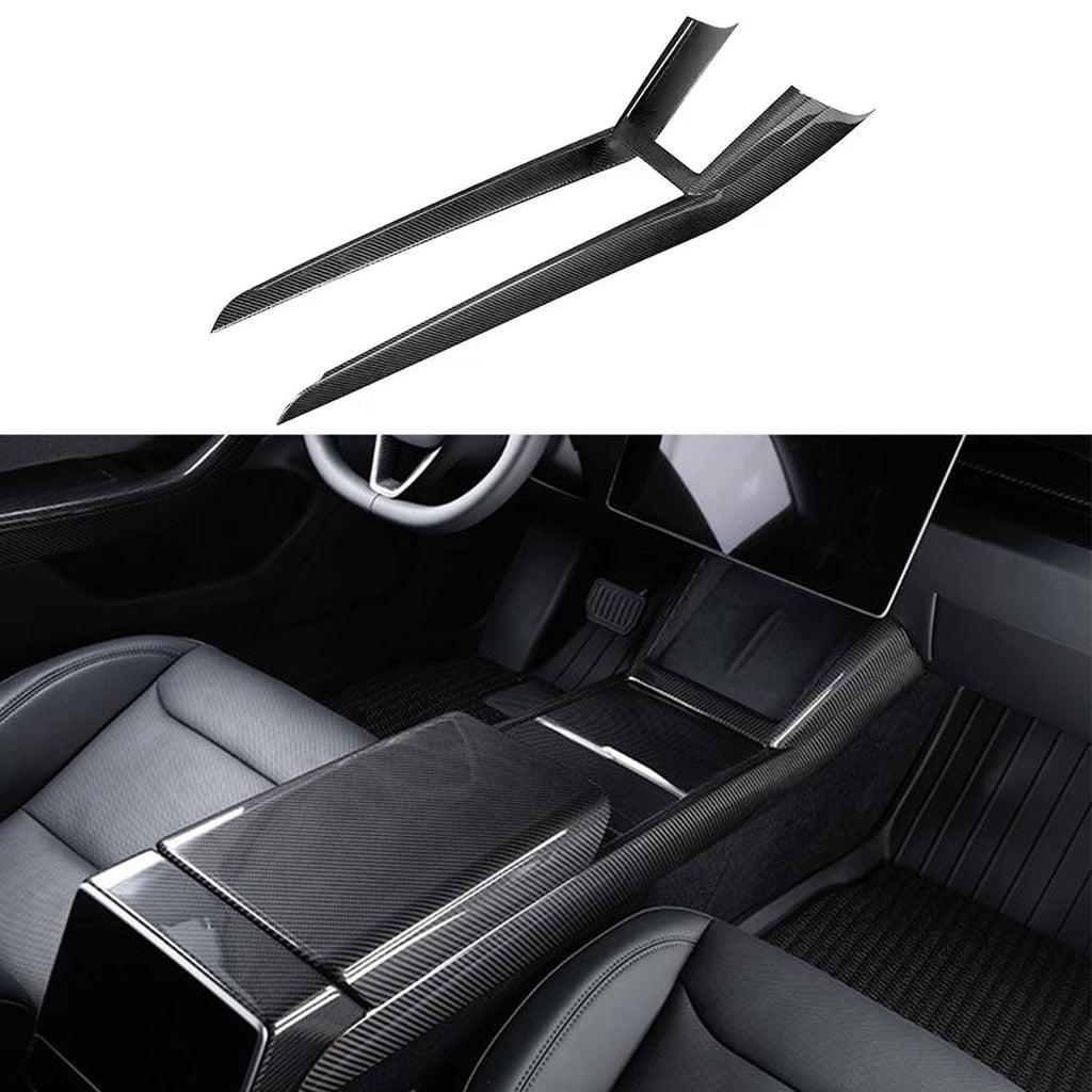 Dry Carbon Fiber Center Console Combo Trim for Model 3 Highland & Model Y Juniper Model 3 Highland 2024+ & New Model Y 2025+ Glossy