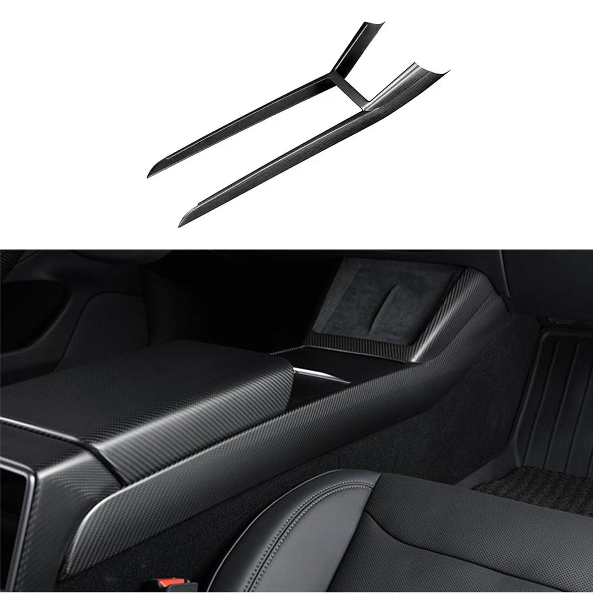 Dry Carbon Fiber Center Console Combo Trim for Model 3 Highland & Model Y Juniper Model 3 Highland 2024+ & New Model Y 2025+ Matte