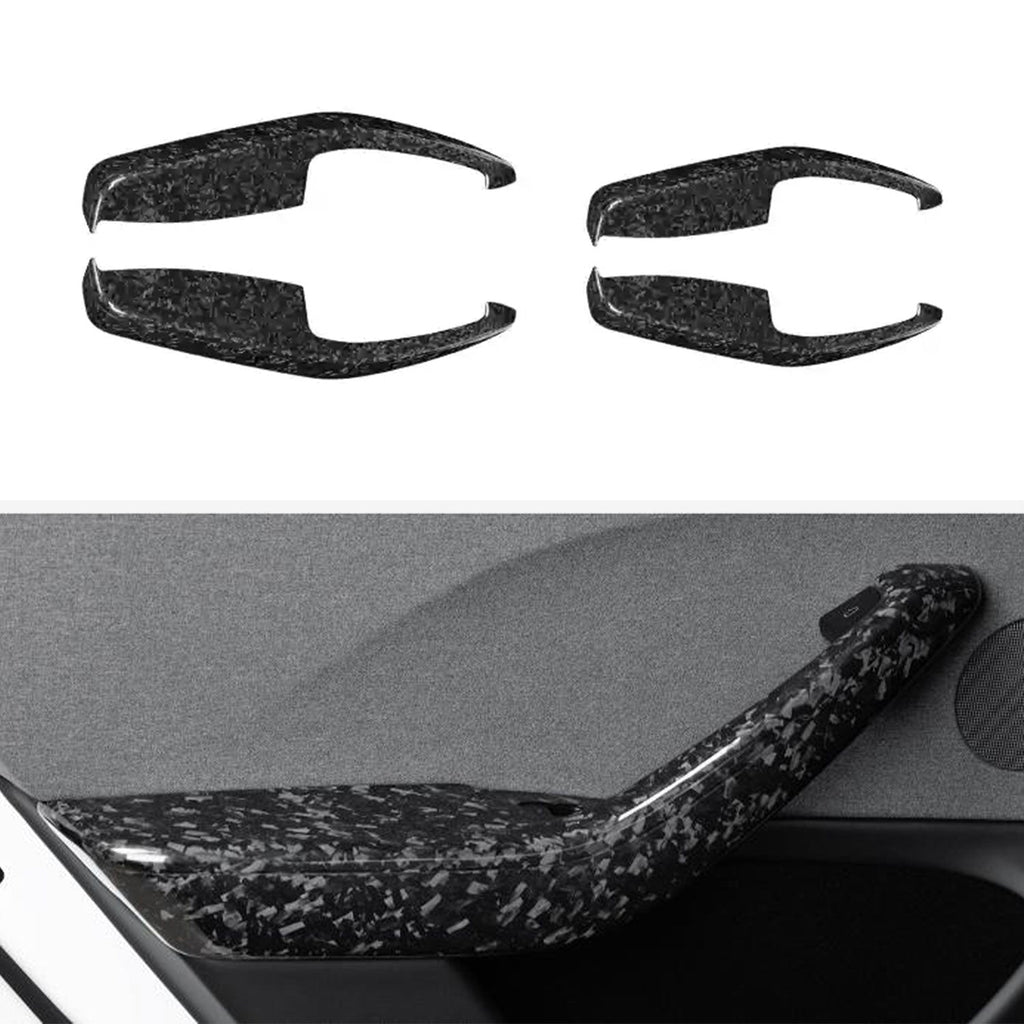 Real Dry Carbon Fiber Door Armrest Cover Overlays for Tesla Model 3 Highland Forged
