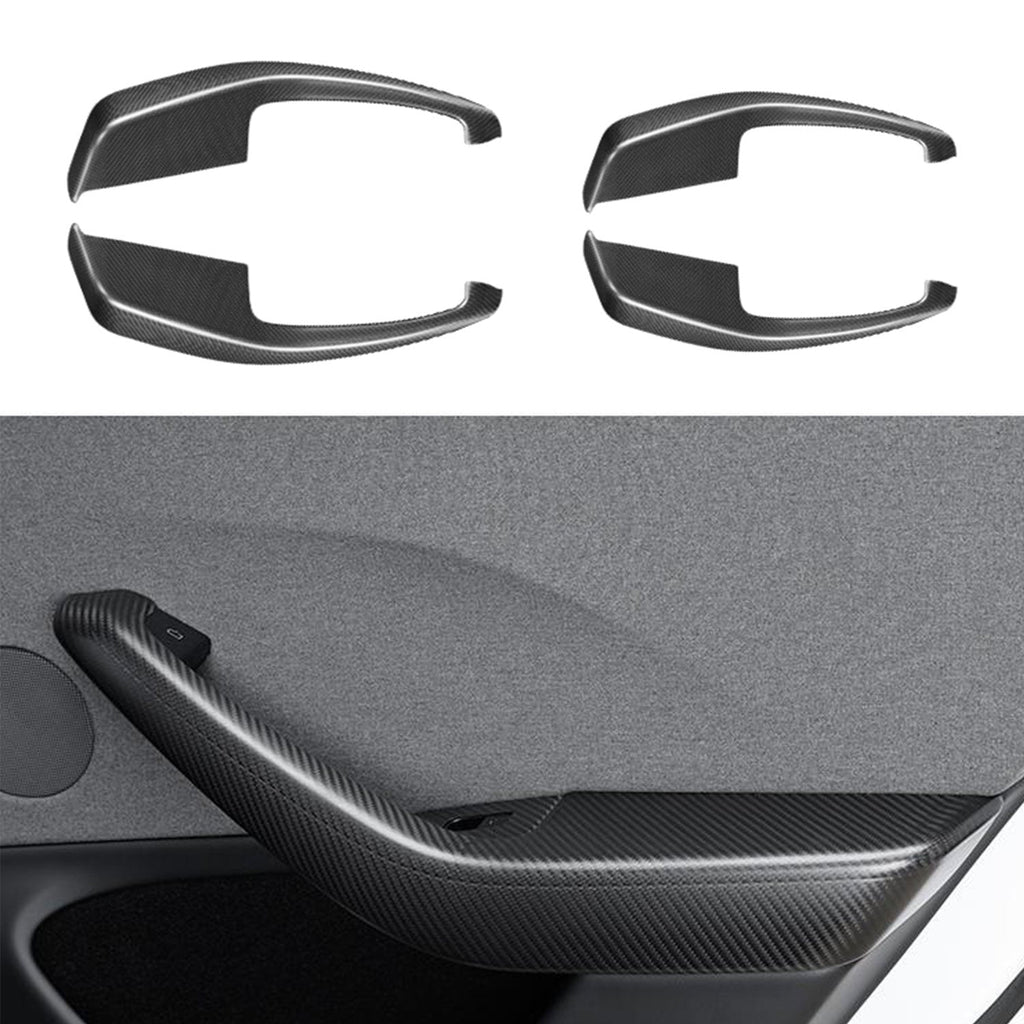 Real Dry Carbon Fiber Door Armrest Cover Overlays for Tesla Model 3 Highland Matte