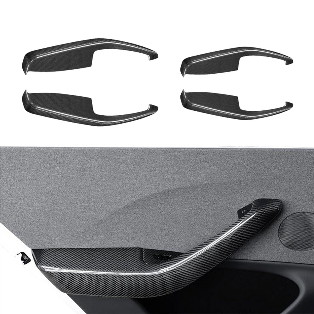 Real Dry Carbon Fiber Door Armrest Cover Overlays for Tesla Model 3 Highland Glossy