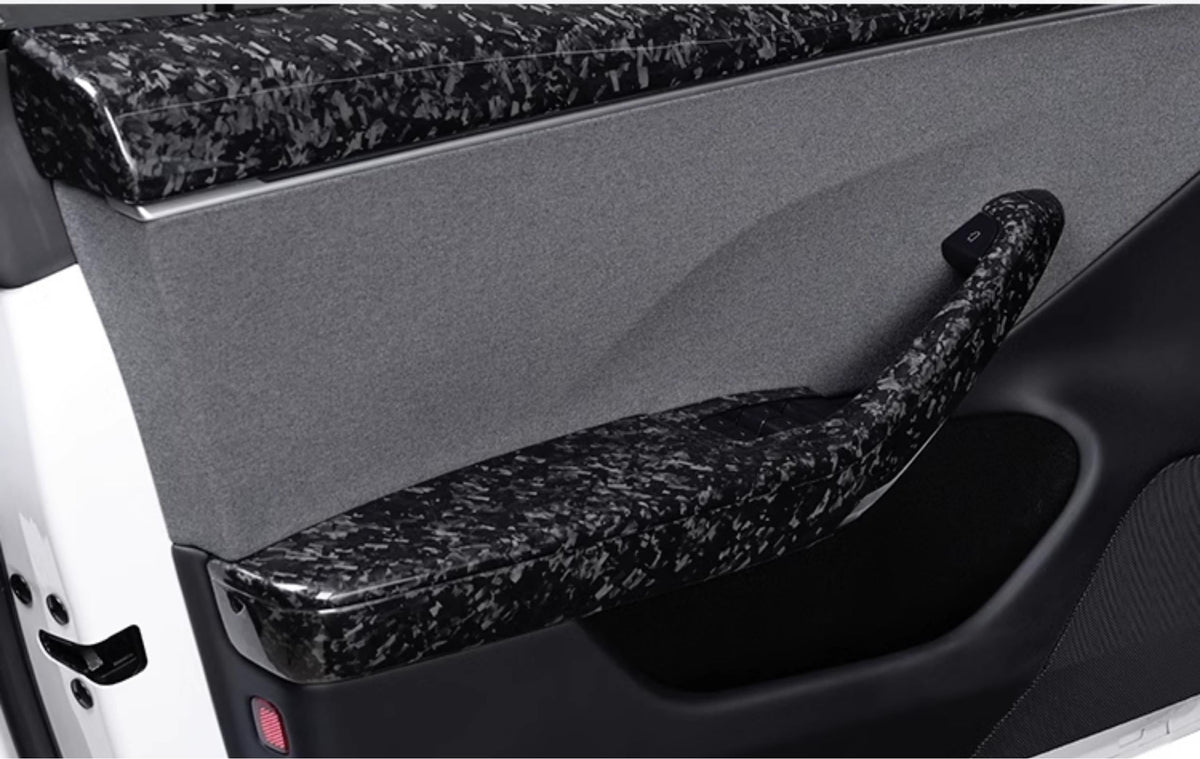 Real Dry Carbon Fiber Door Armrest Cover Overlays for Tesla Model 3 Highland