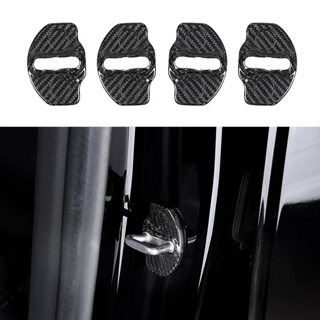 Real Dry Carbon Fiber Door Lock Cover for Tesla Model 3 & Model Y Glossy