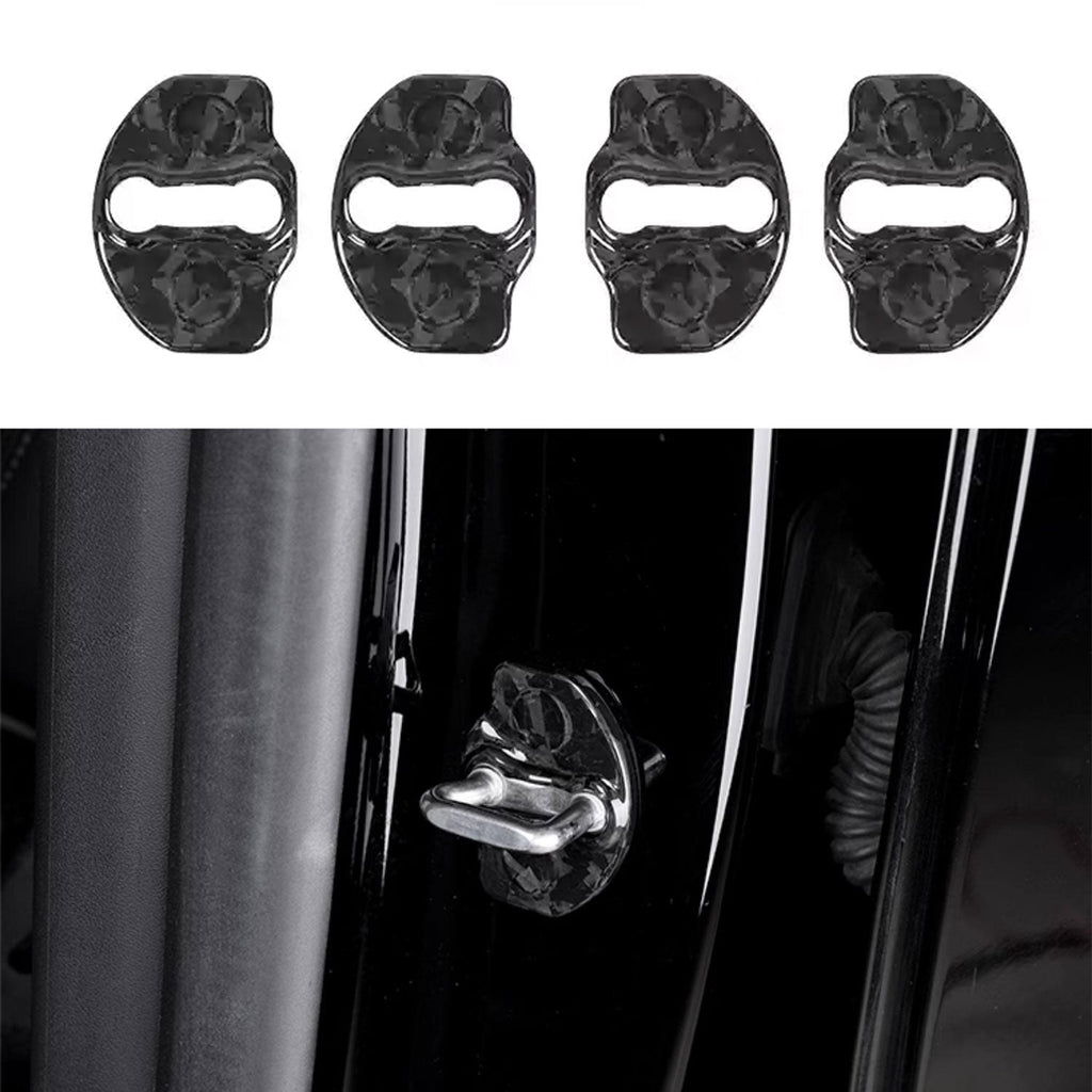 Real Dry Carbon Fiber Door Lock Cover for Tesla Model 3 & Model Y Forged