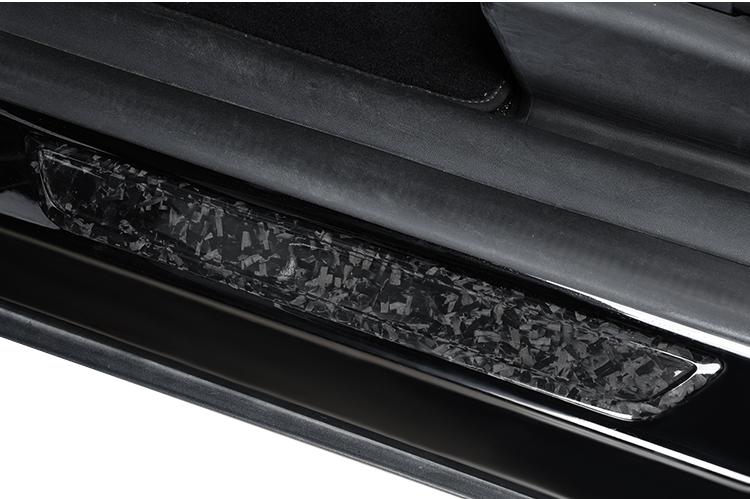 Real Dry Carbon Fiber Door Sill Strip Overlay for Tesla Model 3/Y Model 3 Highland 2024+ & New Model Y 2025+ Glossy Forged