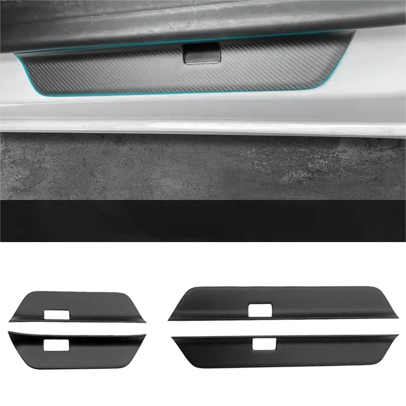 Real Dry Carbon Fiber Door Sill Strip Overlay for Tesla Model 3/Y Model 3 Highland 2024+ & New Model Y 2025+ Matte
