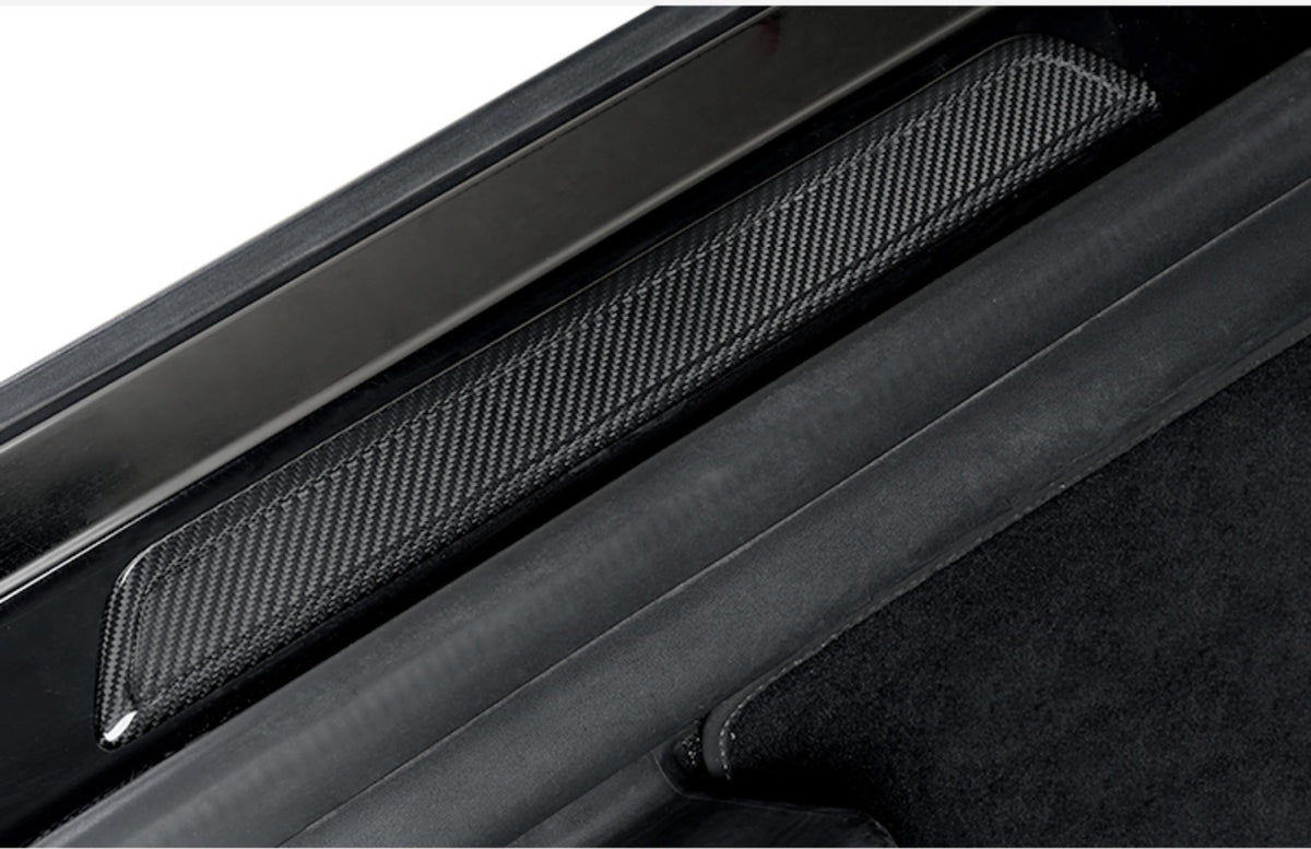 Real Dry Carbon Fiber Door Sill Strip Overlay for Tesla Model 3/Y