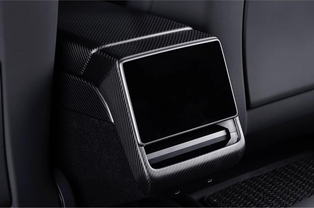 Real Dry Carbon Fiber Rear Screen Trim for Tesla Model 3 Highland & Model Y Juniper Model 3 Highland 2024+ & New Model Y 2025+ Matte
