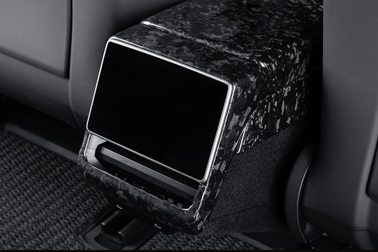 Real Dry Carbon Fiber Rear Screen Trim for Tesla Model 3 Highland & Model Y Juniper Model 3 Highland 2024+ & New Model Y 2025+ Glossy Forged