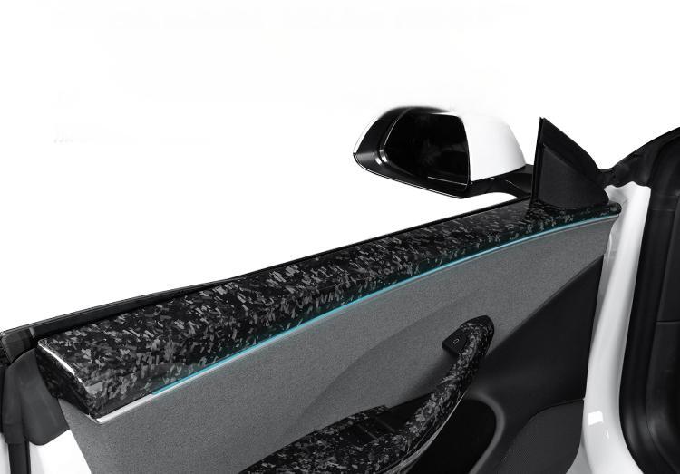 Real Dry Carbon Fiber Upper Door Trim for Model 3 Highland / Model Y Juniper Forged