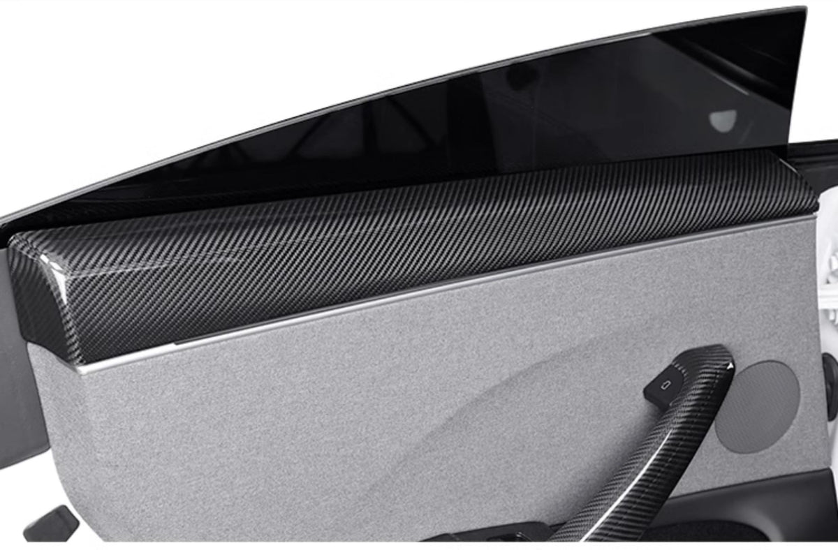 Real Dry Carbon Fiber Upper Door Trim for Model 3 Highland / Model Y Juniper