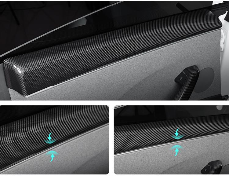 Real Dry Carbon Fiber Upper Door Trim for Model 3 Highland / Model Y Juniper Glossy