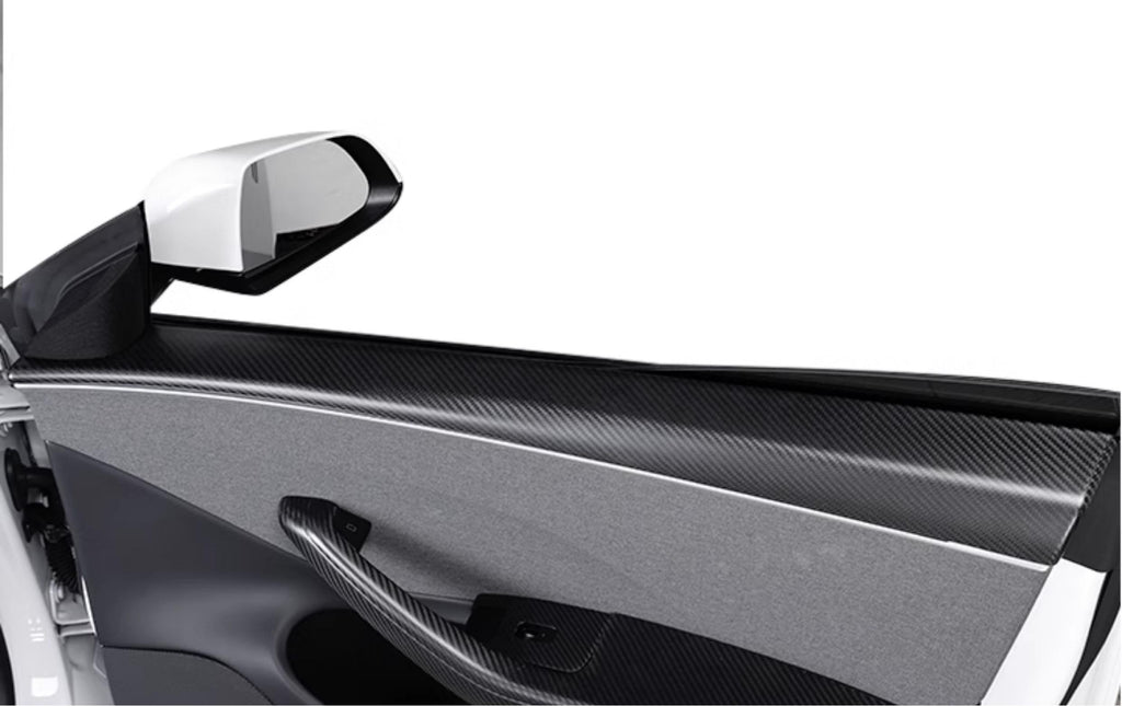 Real Dry Carbon Fiber Upper Door Trim for Model 3 Highland / Model Y Juniper Matte
