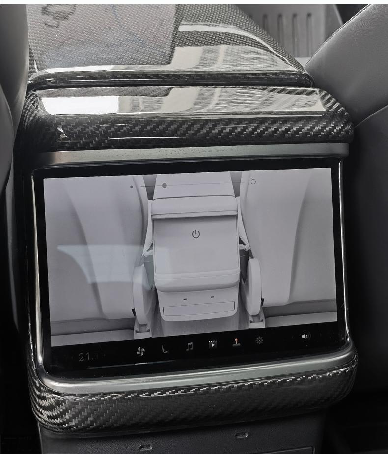 Rear Screen Air Outlet Frame Dry Carbon Fiber Overlay for Tesla Model S/X 2021+ Glossy
