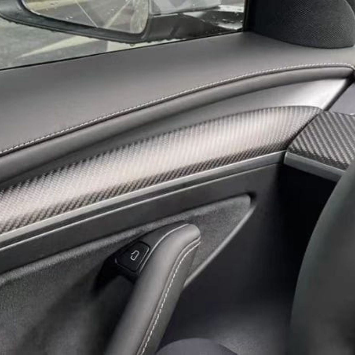 Repalcement Real Carbon Fiber Front Door Trim Panel for Tesla Model 3 / Y 2021-2023 Matte carbon fiber