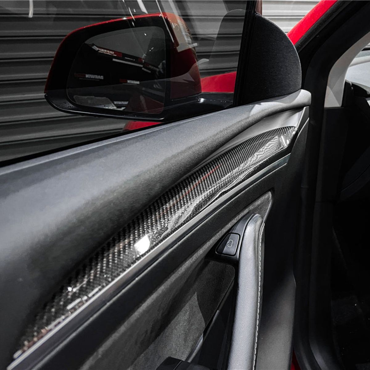 Repalcement Real Carbon Fiber Front Door Trim Panel for Tesla Model 3 / Y 2021-2023 Glossy carbon fiber