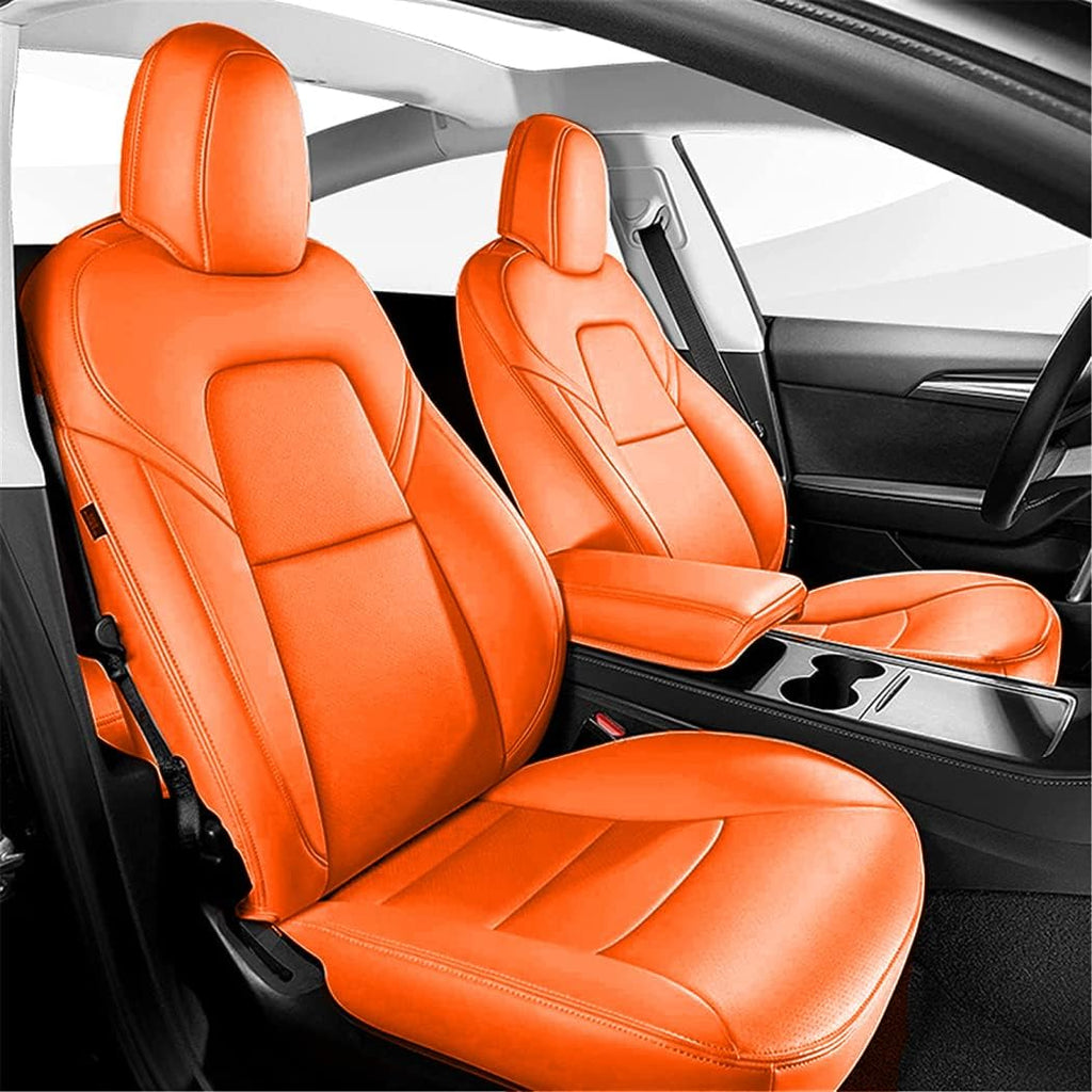 Seat Covers for Only Front Seats/Rear Seats for Tesla Model 3 & Model Y (5 Seater) Orange (Only for front seats)