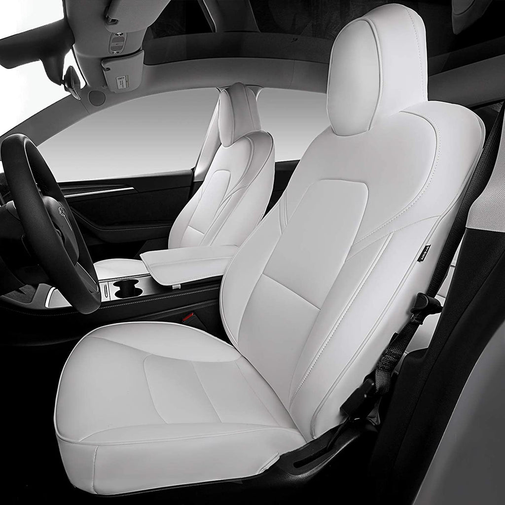 Seat Covers for Only Front Seats/Rear Seats for Tesla Model 3 & Model Y (5 Seater) White (Only for front seats)