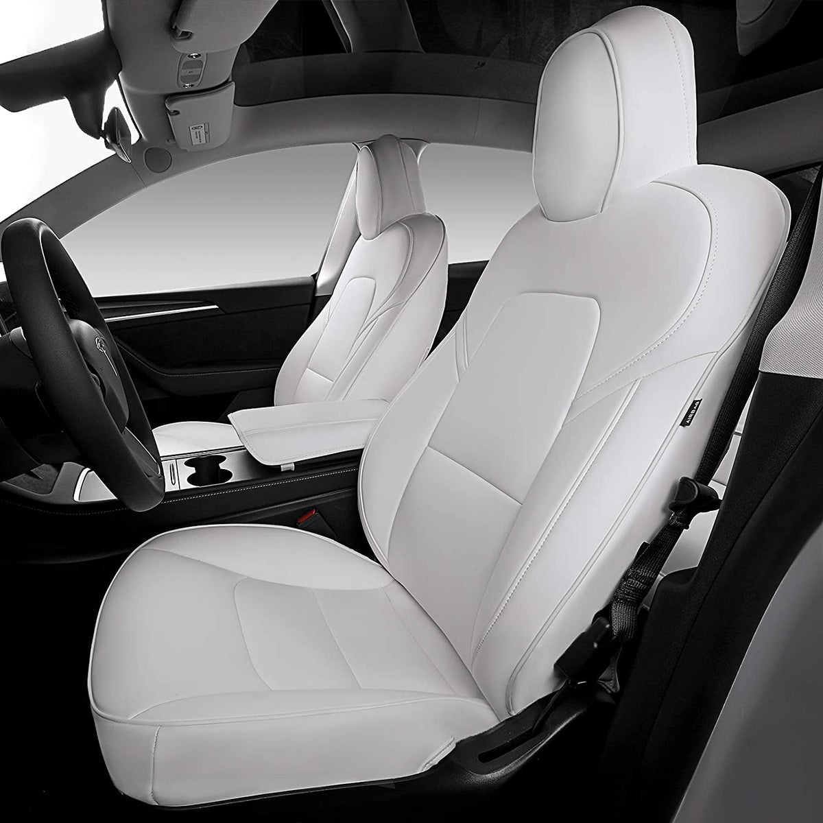 Seat Covers for Only Front Seats/Rear Seats for Tesla Model 3 & Model Y (5 Seater) White (Only for front seats)