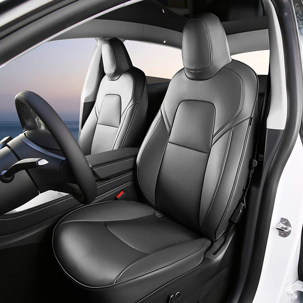 Seat Covers for Only Front Seats/Rear Seats for Tesla Model 3 & Model Y (5 Seater) Black (Only for front seats)