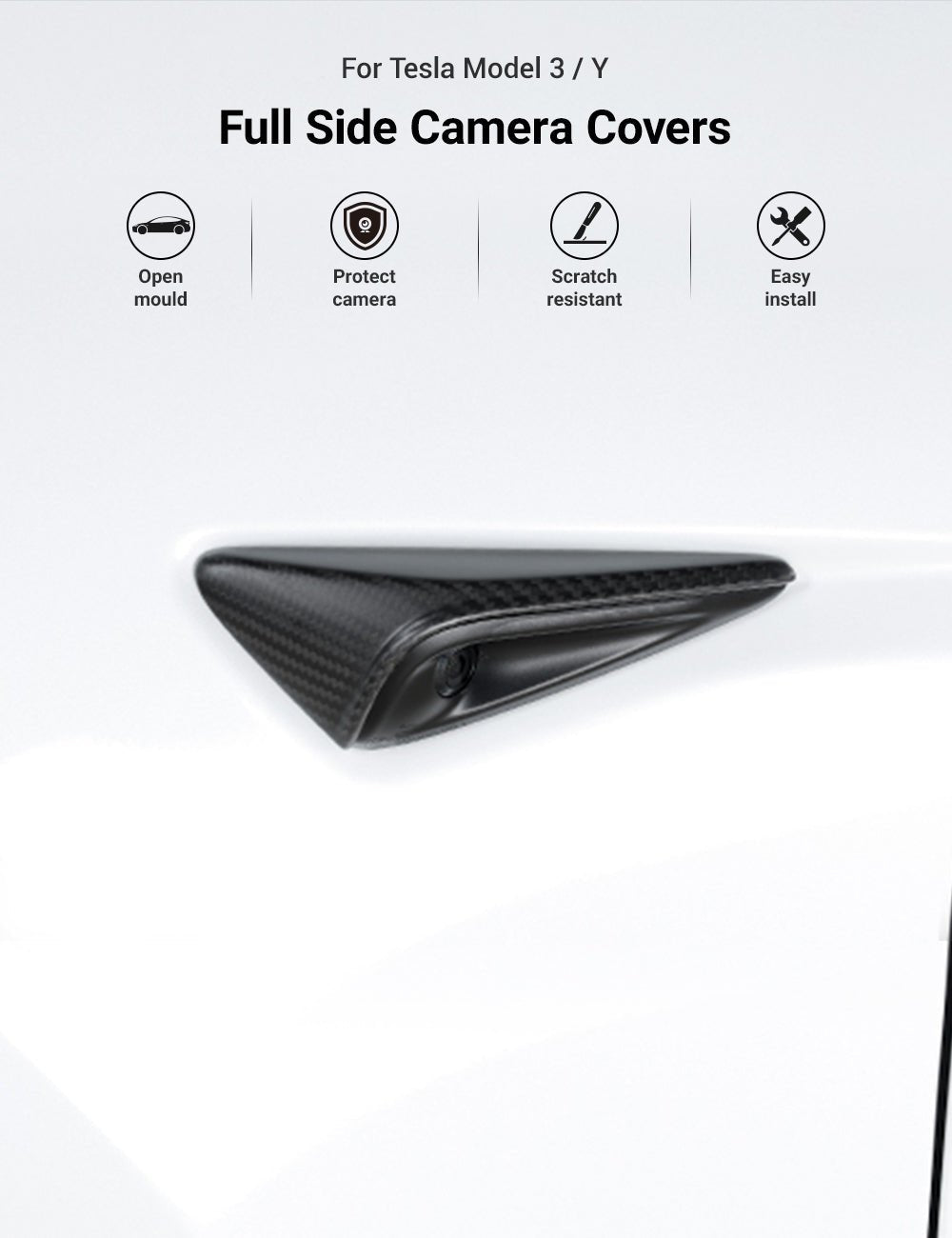 Model 3/S/Y/X Carbon Fiber Side Camera Turn Signal Cover