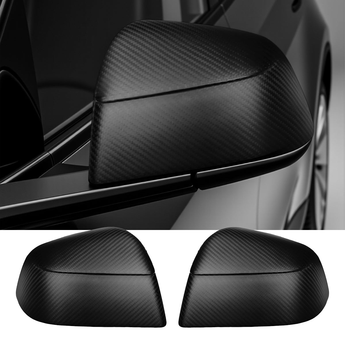 Tesla Model Y Juniper Dry Carbon Fiber Side Mirror Covers (OEM Style) Model Y Juniper 2025 - Present Matte Carbon Fiber