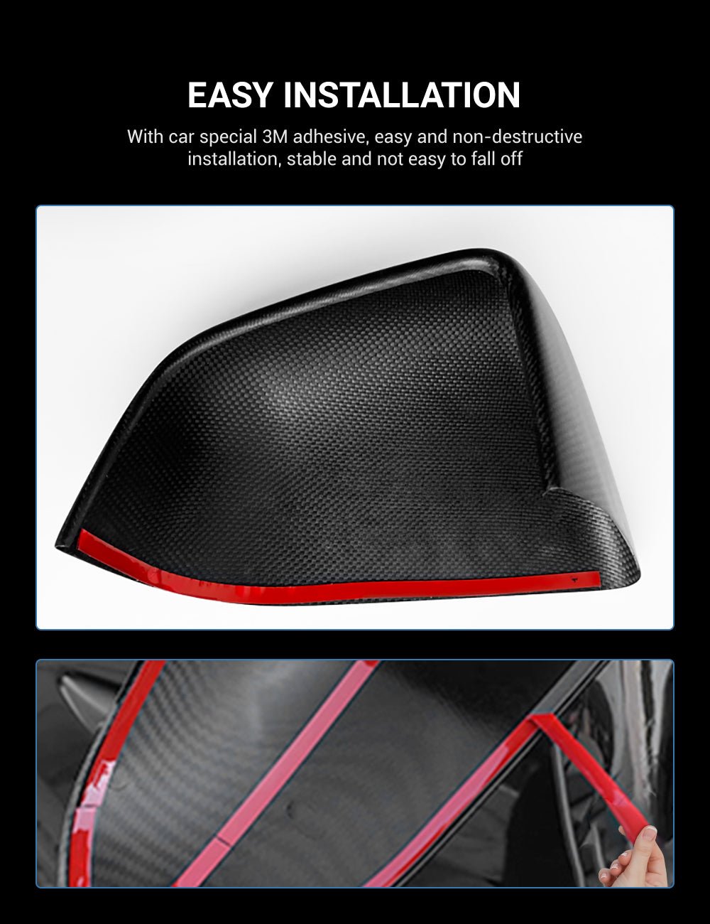 Tesla Model S/X Dry Carbon Fiber OEM-Style Side Mirror Covers
