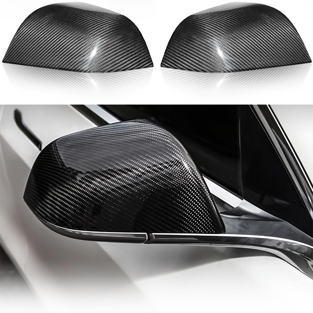 Tesla Model S/X Dry Carbon Fiber OEM-Style Side Mirror Covers Glossy Carbon Fiber