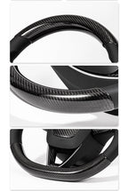 Real Dry Carbon Fiber Steering Wheel Trim Covers for Model Y Juniper & Model 3 Highland