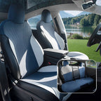 Suede Seat Covers for Tesla Model 3 & Model Y Blue and Gray Standard Version
