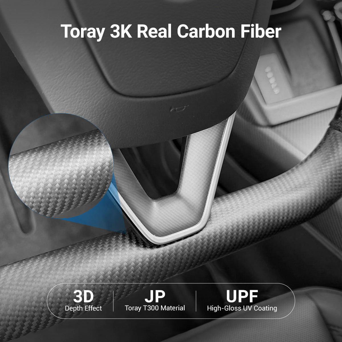 Carbon Fiber Heated Yoke Steering Wheel for Model 3 Highland / Model Y Juniper
