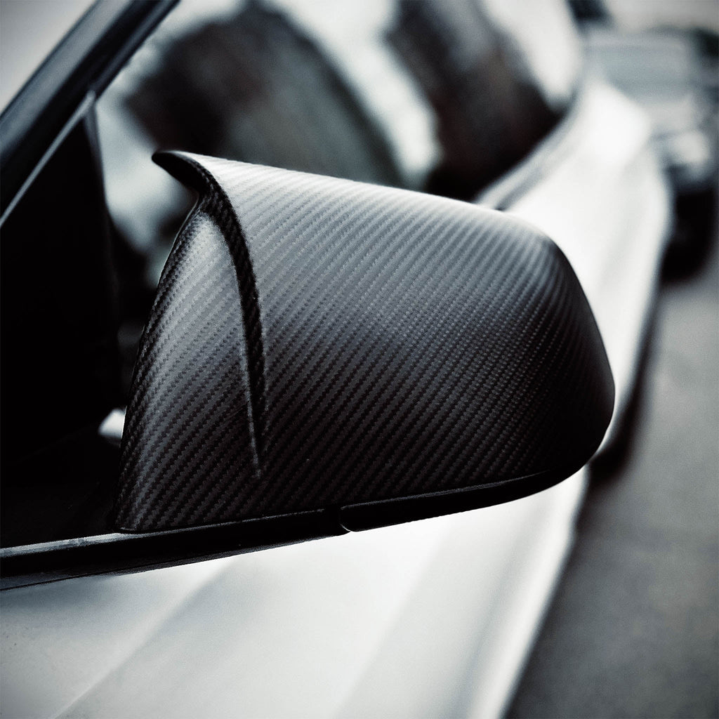 Dry Carbon Fiber Sporty Mirror Caps for Tesla Model S/X Matte Carbon