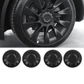 Tesla Wheel Center Cap - Floating Emblem Hub Caps for Model Y 20/21 inch OEM Wheels, Satin Black ABS Cover