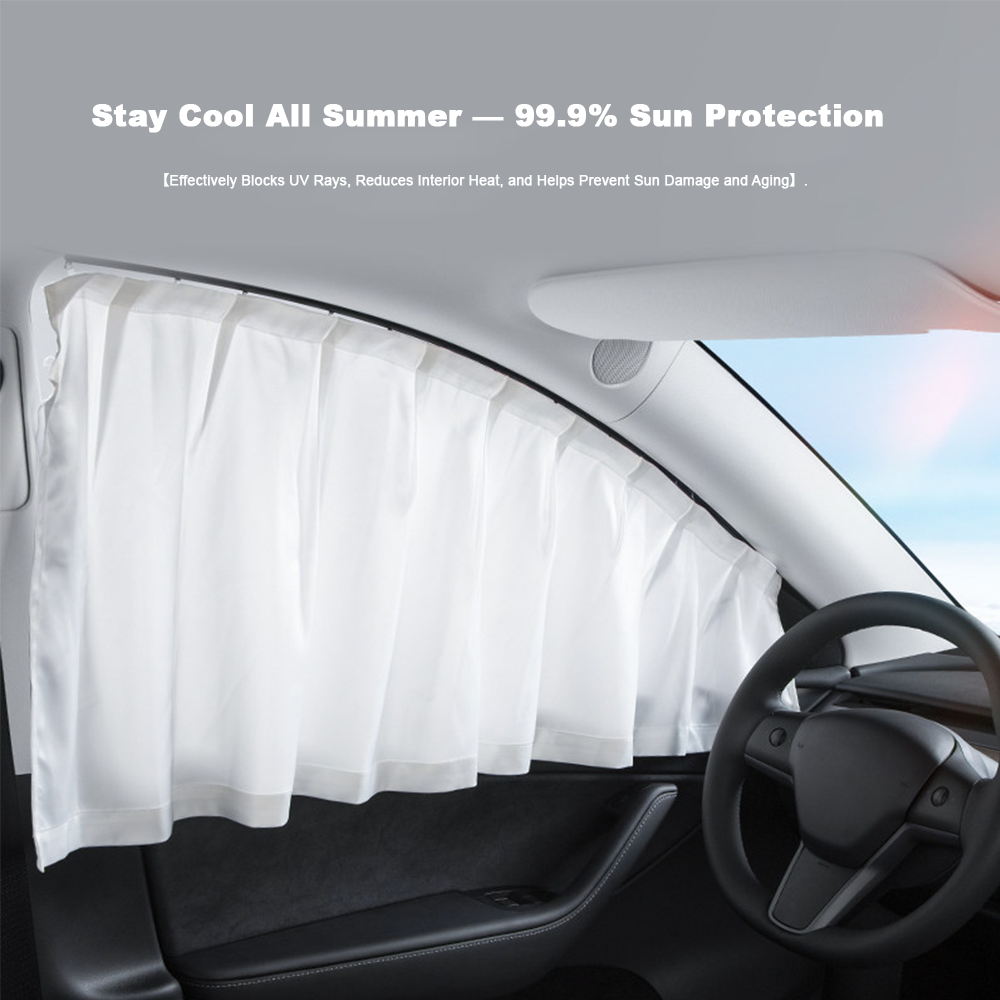 Retractable Ice Silk Side Window Sunshade Curtains for Tesla Model 3 & Y