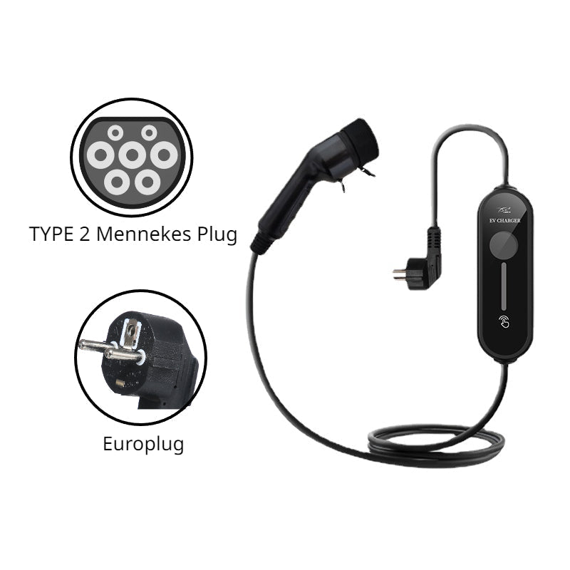 TYPE 2 Mennekes Level 1 Electric Vehicle (EV) Charger Europlug