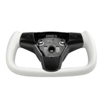 White Leather Yoke Steering Wheel for Tesla Model 3/Y