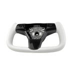 White Leather Yoke Steering Wheel for Tesla Model 3/Y