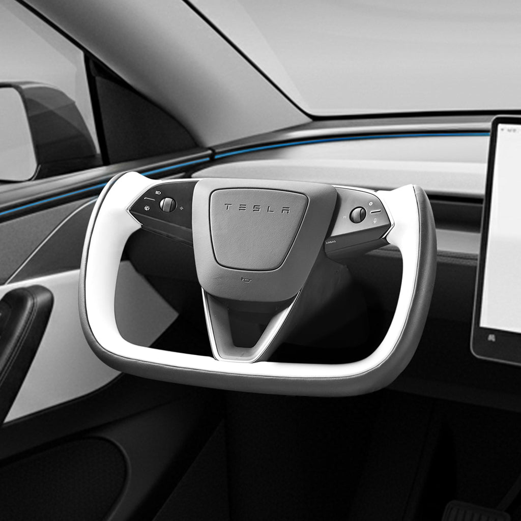 Yoke Steering Wheel for Model 3 Highland / Model Y Juniper White & Black